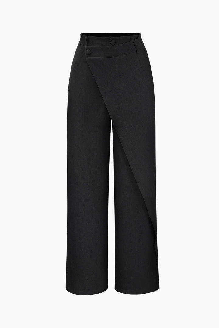 Drape Wrap Düz Paça Takım Pantolon