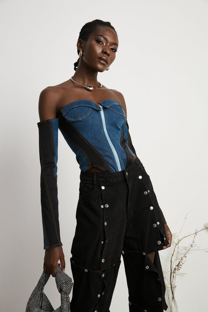 Melina Korse Denim Bodysuit