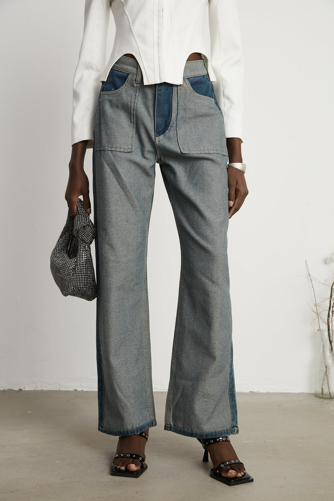Clothilde Geniş Paça Panelli Jean Pantolon