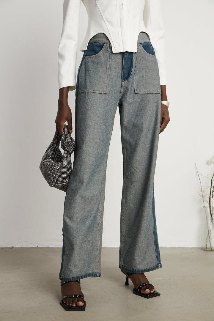 Clothilde Geniş Paça Panelli Jean Pantolon