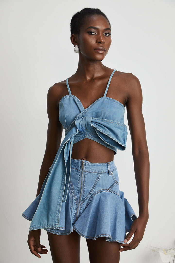 Capucine Denim Etek Kısmı Farbalalı Etek
