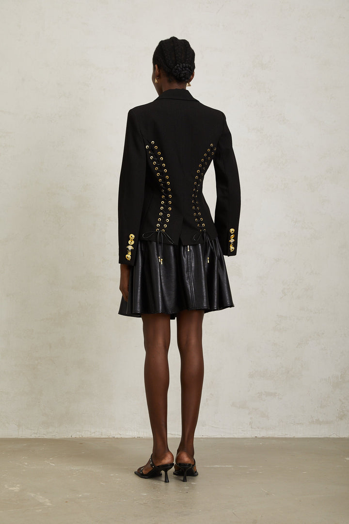 Sabine Siyah Bağcıklı Blazer