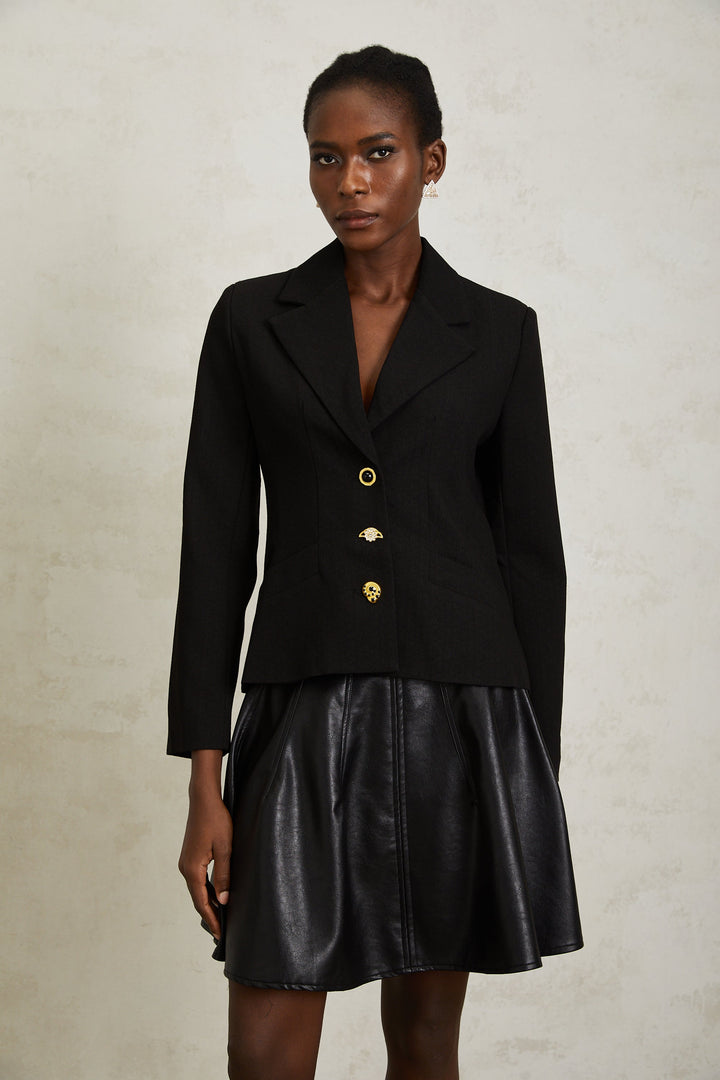 Sabine Siyah Bağcıklı Blazer