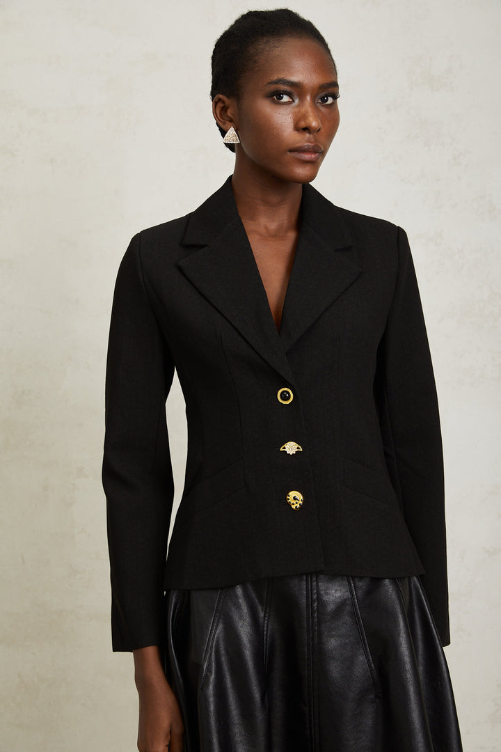 Sabine Siyah Bağcıklı Blazer
