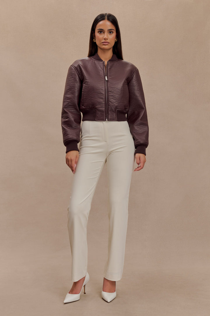 Levaru  Codi Suni Deri Bomber Ceket - Merlot