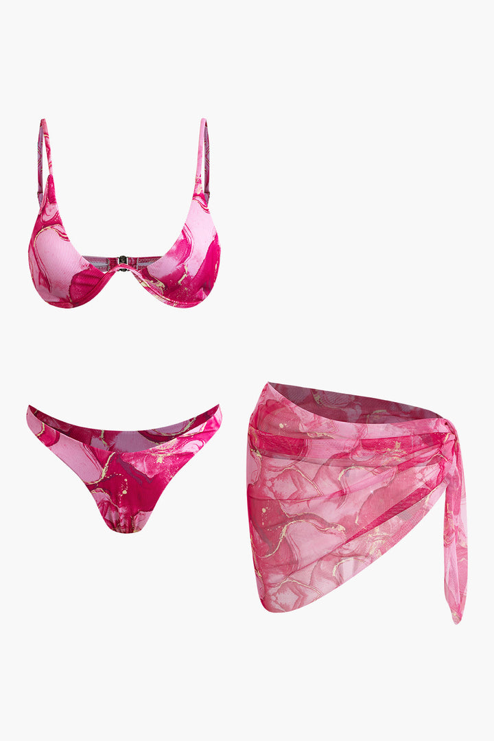 Baskılı Bikini ve Pareo Takımı