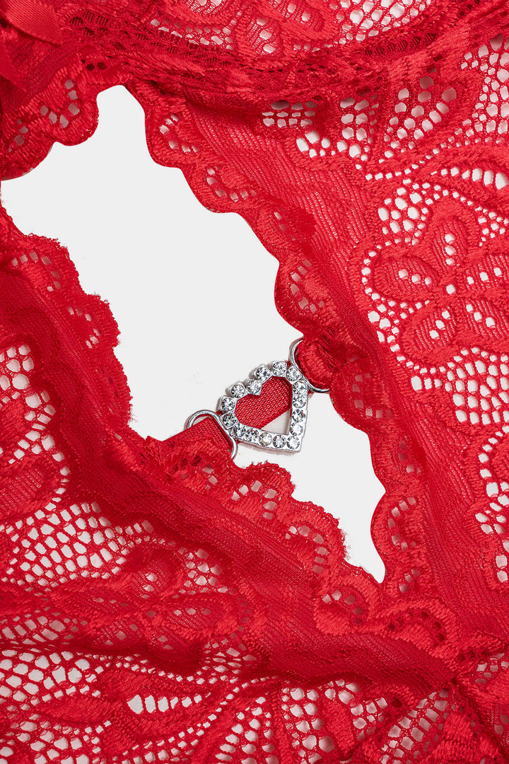 Dantel Cutout  Sırtı Açık İç Giyim Garter Seti