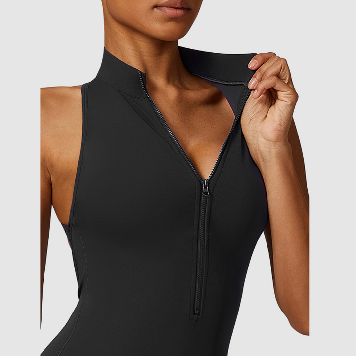 Kolsuz Yüksek Yakalı Bodysuit Tulum