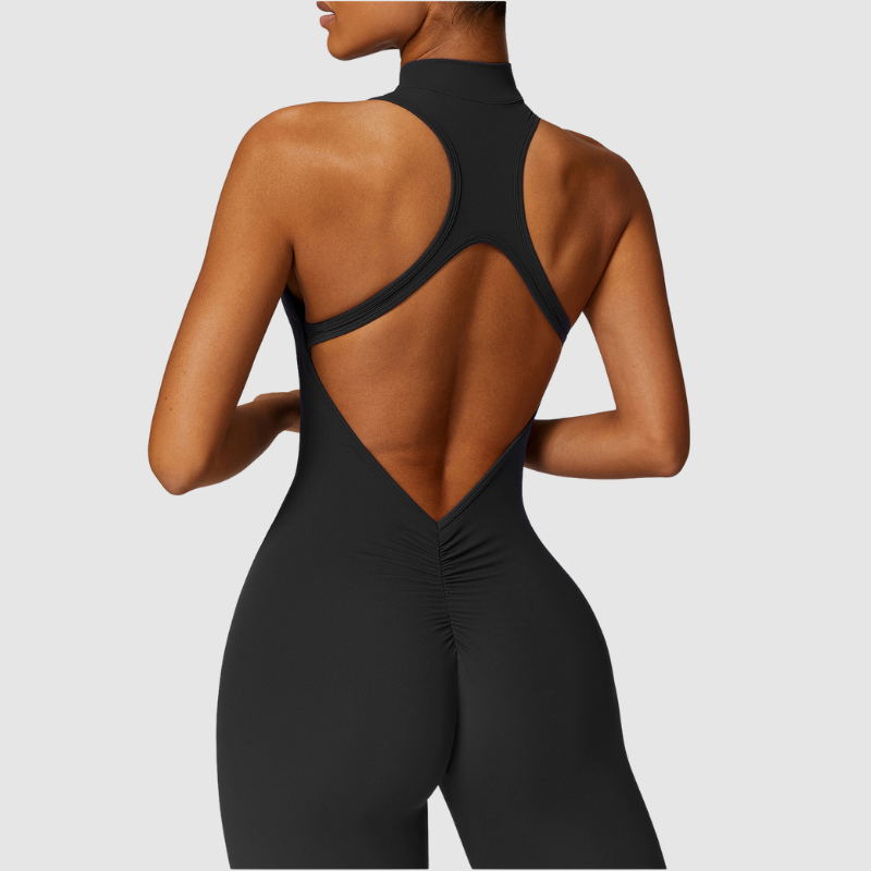 Kolsuz Yüksek Yakalı Bodysuit Tulum
