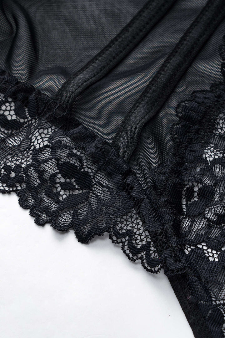 Tül ve Dantelli Büstiyer Korse Bodysuit