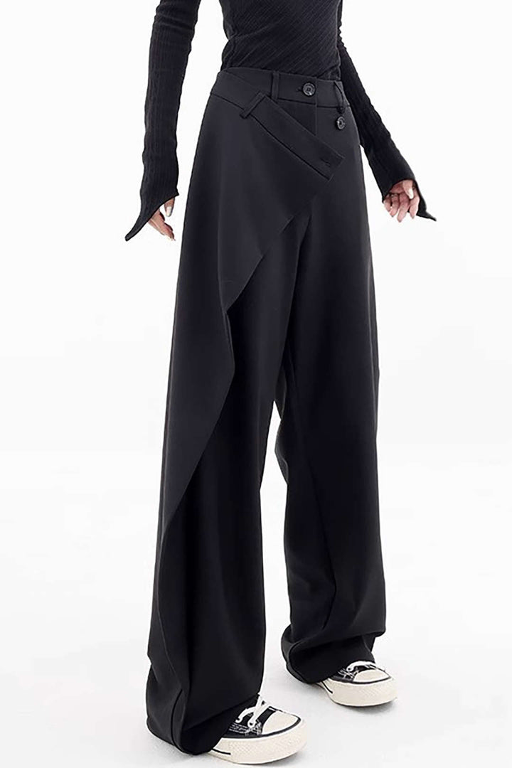Drape Wrap Düz Paça Takım Pantolon