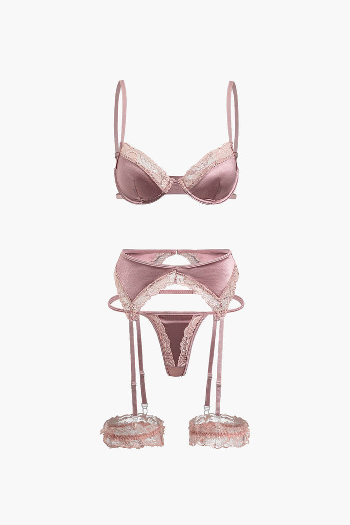 Dantel Saten Pâtçwork İç Giyim Garter Seti