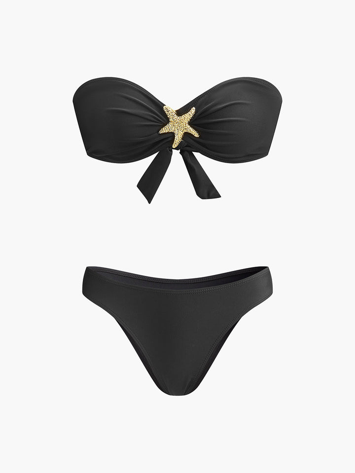 Deniz Yıldızı Detaylı Bandeau Bikini ve File Etek
