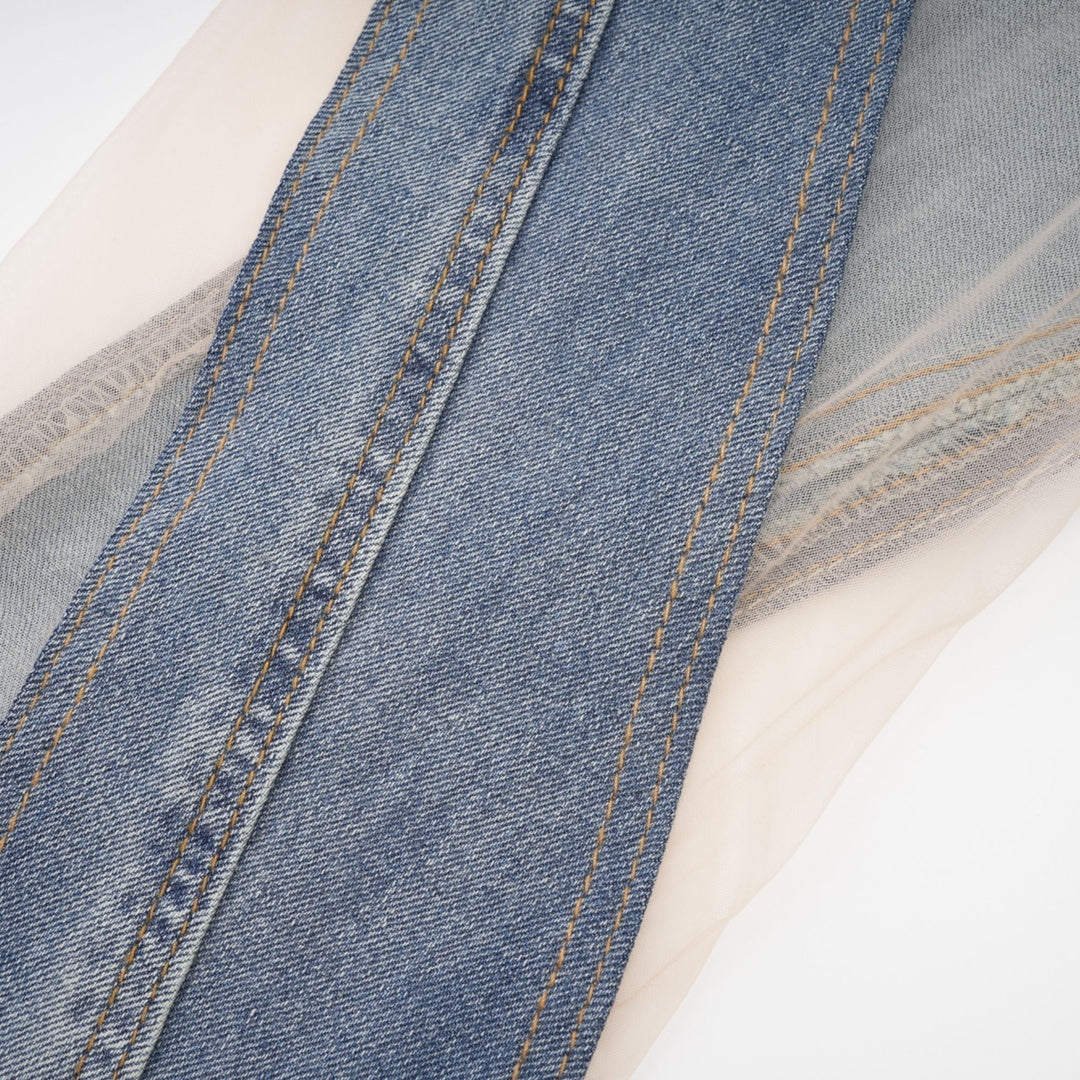 Aélis Şeffaf Panelli Jean Pantolon