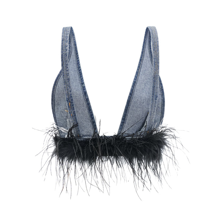 Milia Tüylü Denim Üst Ve Etek Uyumlu Set