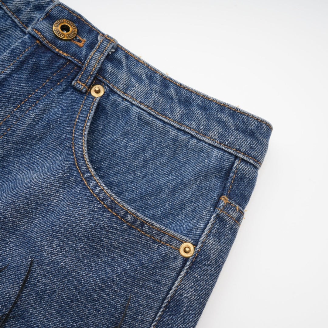 Milia Tüylü Denim Üst Ve Etek Uyumlu Set