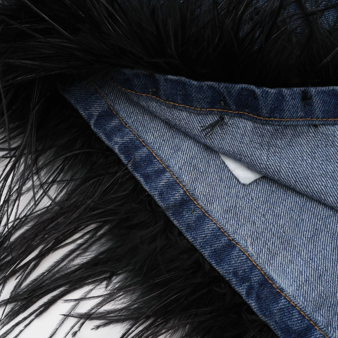 Milia Tüylü Denim Üst Ve Etek Uyumlu Set