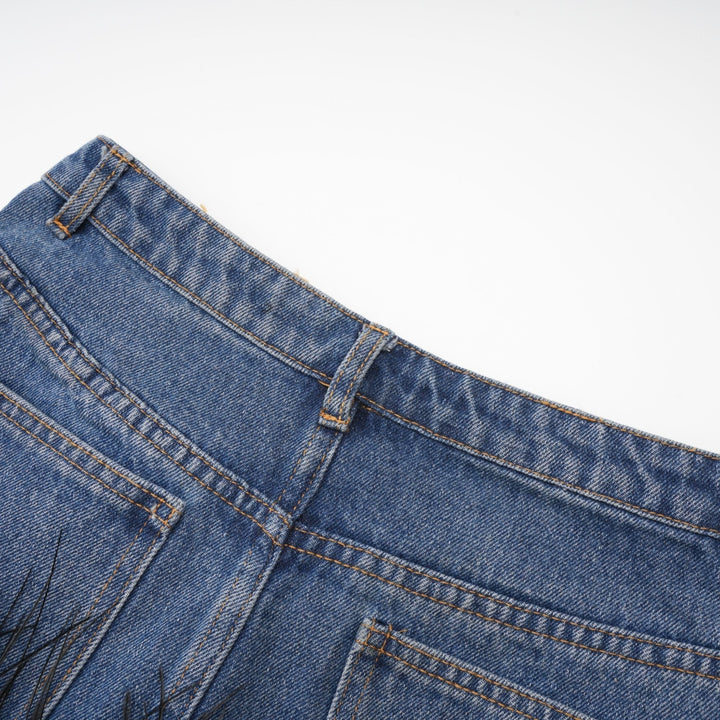Milia Tüylü Denim Üst Ve Etek Uyumlu Set