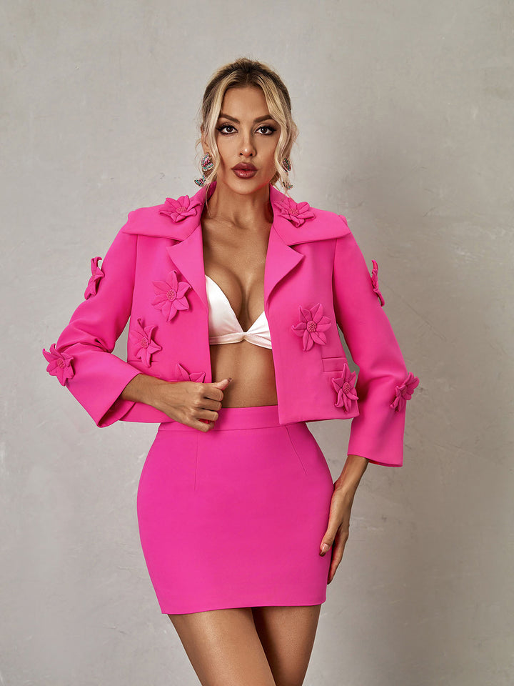 Nylah Çiçekli Blazer Etek Takım
