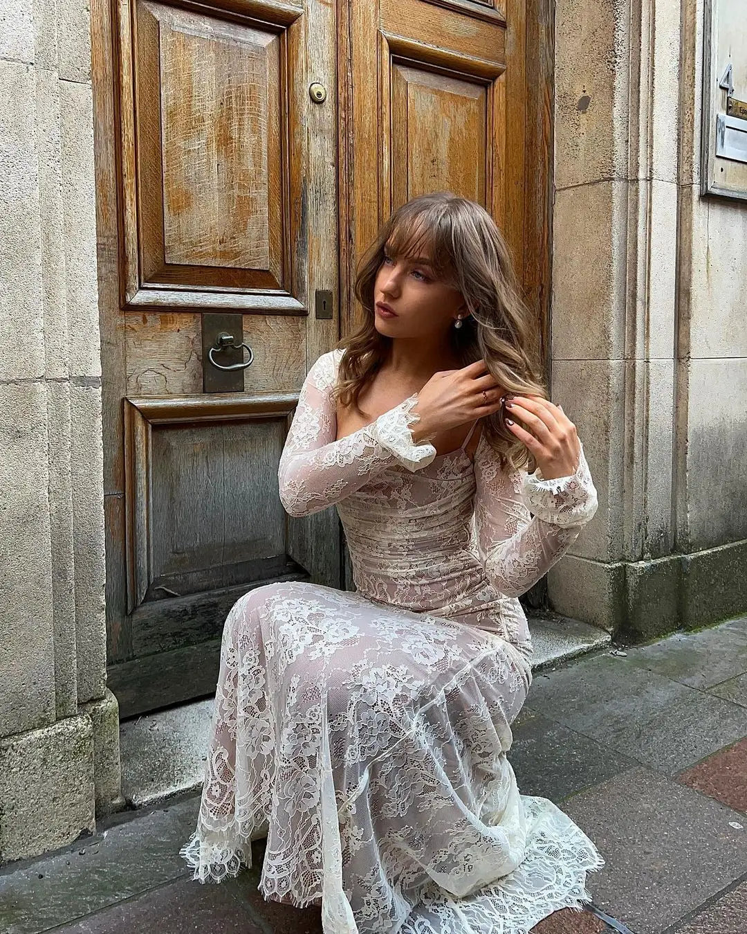 Vintage Dantelli Maxi Elbise
