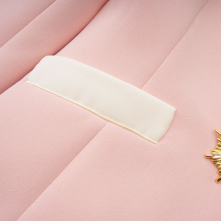 Claretta Renk Bloklu Blazer Ve Pantolon Uyumlu Takım