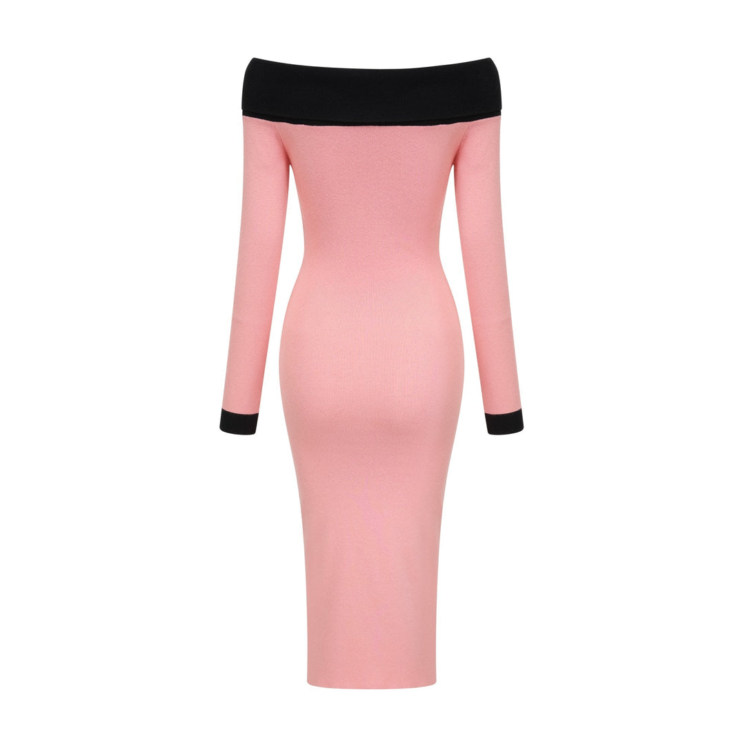 Carine Pembe Midi Elbise