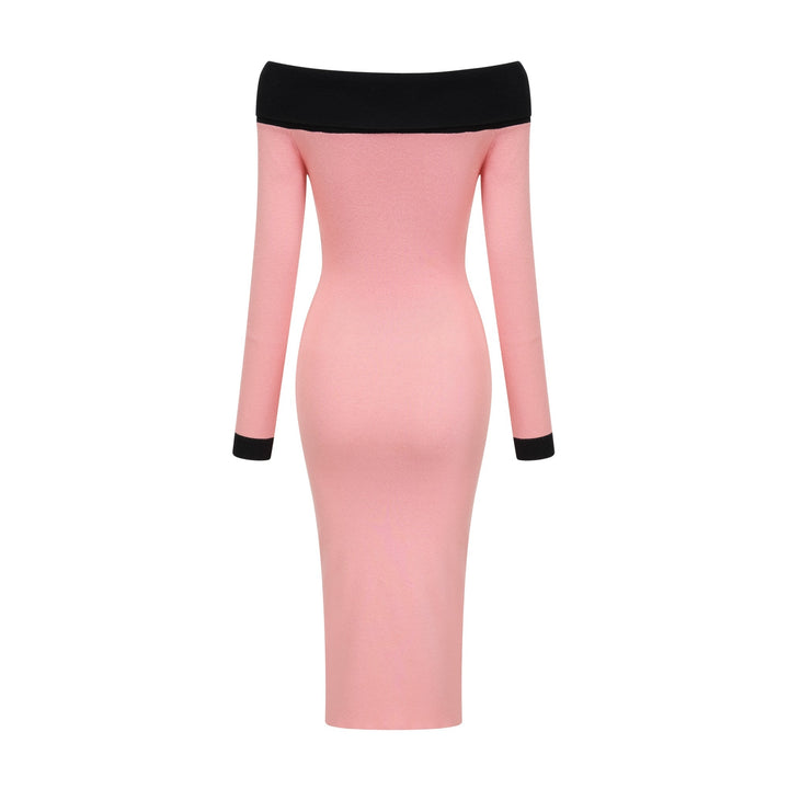 Carine Pembe Midi Elbise