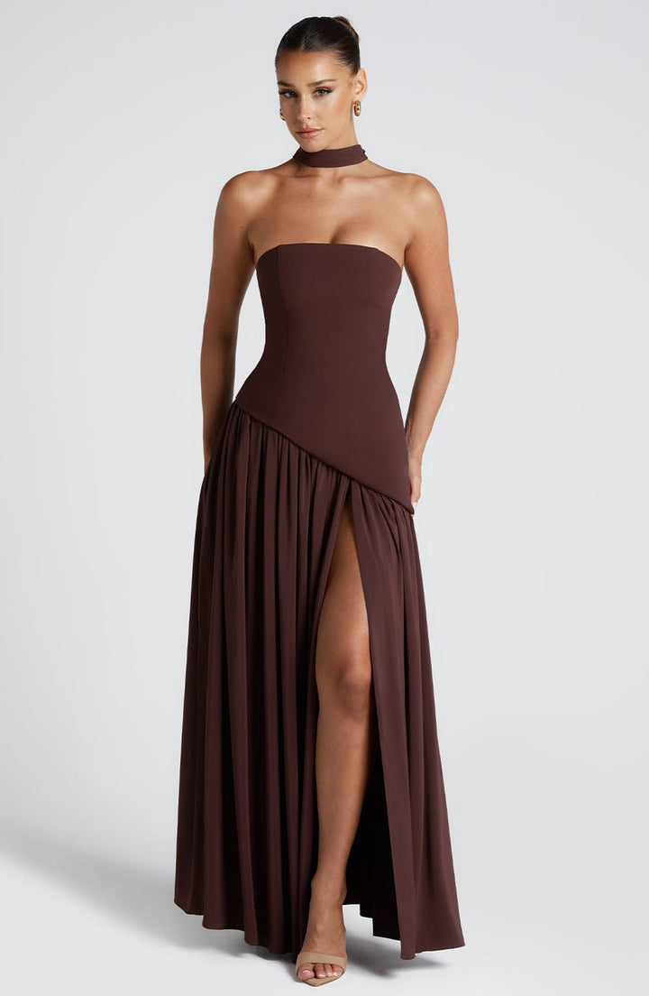 Maliyah Maxi Elbise - Kahverengi ®