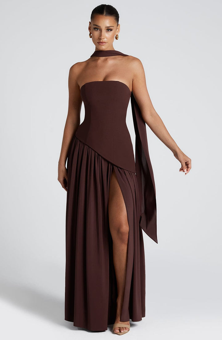 Maliyah Maxi Elbise - Kahverengi ®