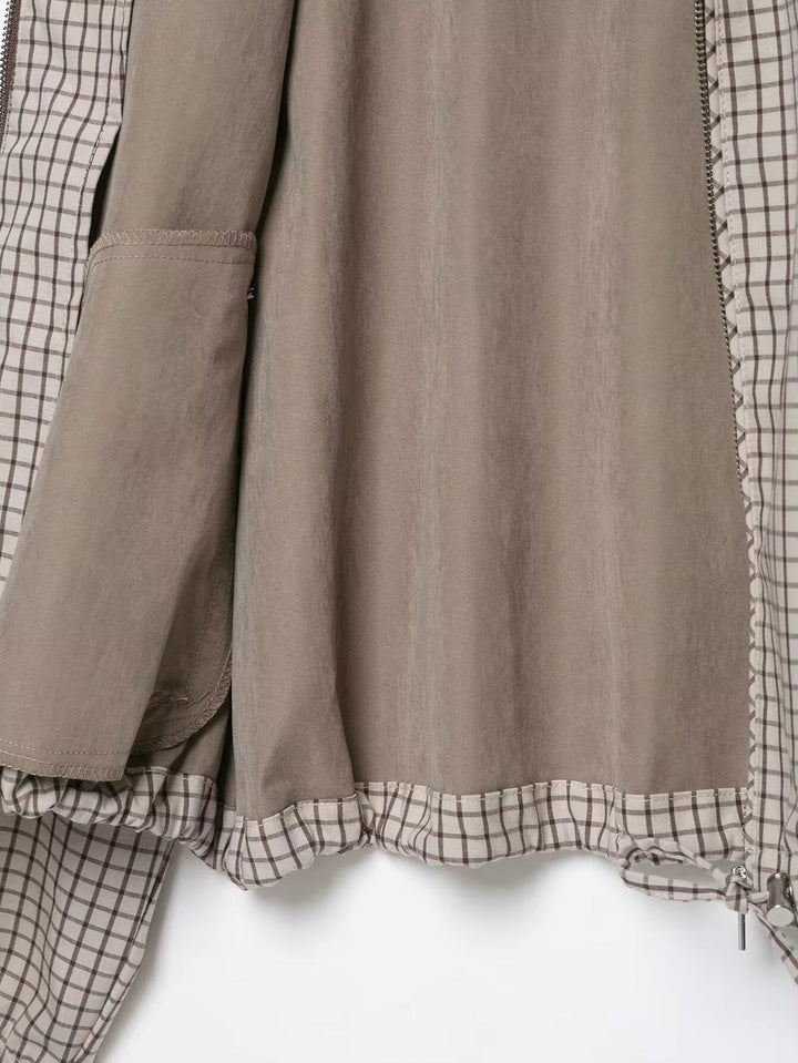 Daniela Plaid Hooded Cropped Jacket