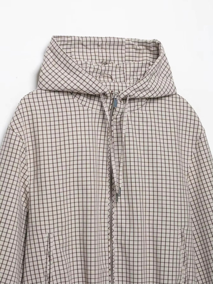 Daniela Plaid Hooded Cropped Jacket