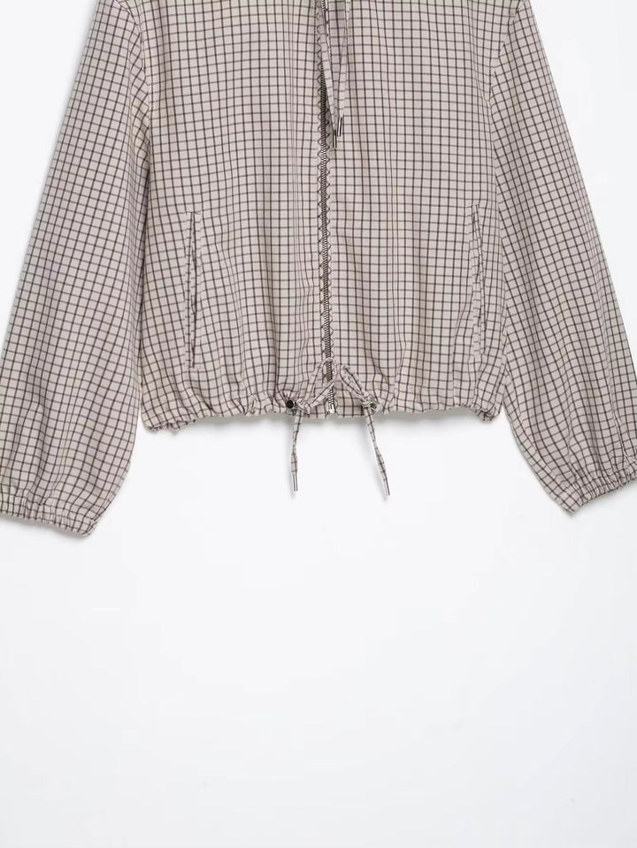 Daniela Plaid Hooded Cropped Jacket