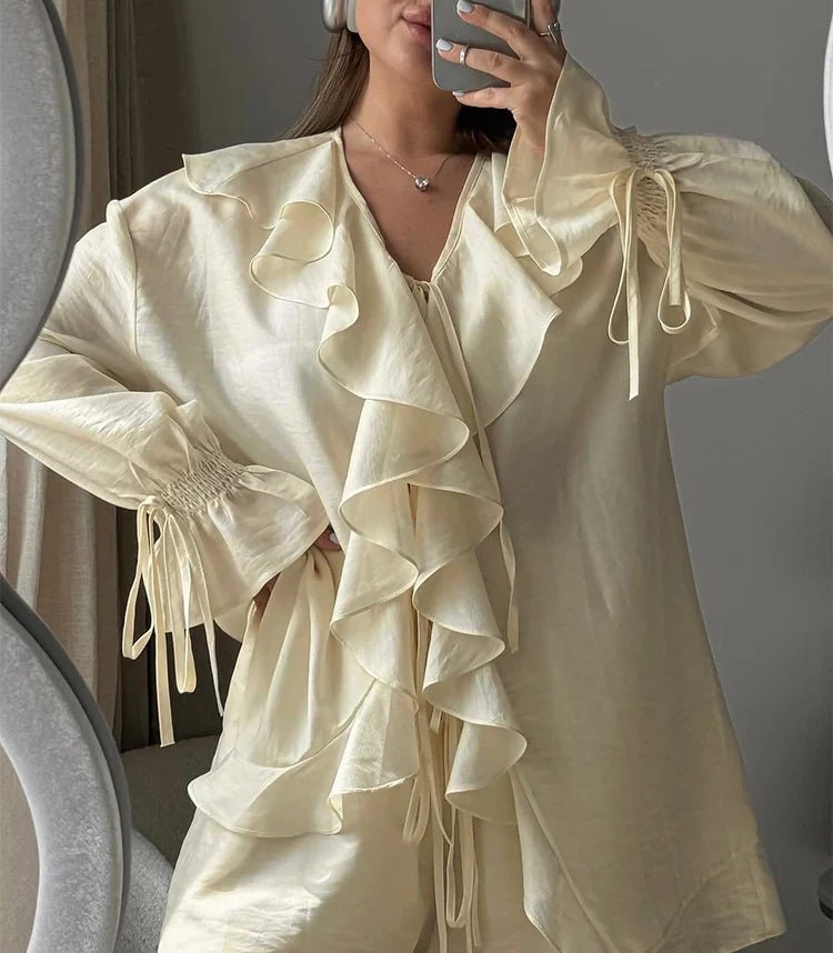Hannah Ruffled Tie Top Shorts Set