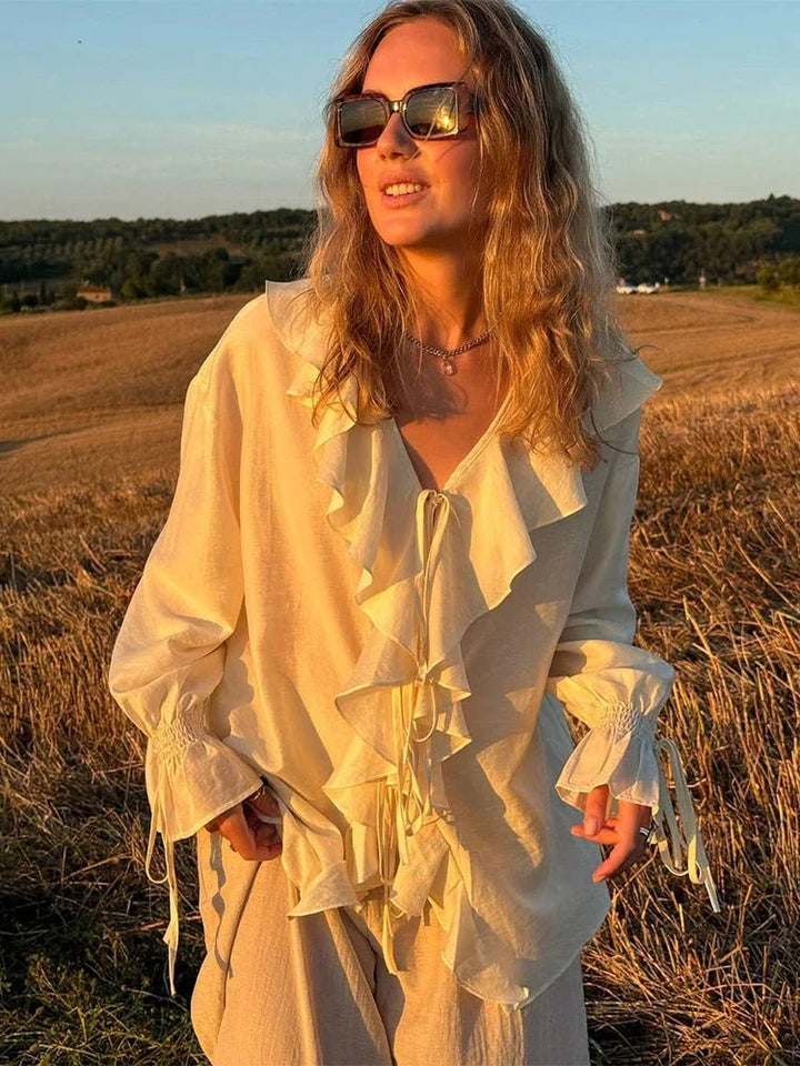 Hannah Ruffled Tie Top Shorts Set