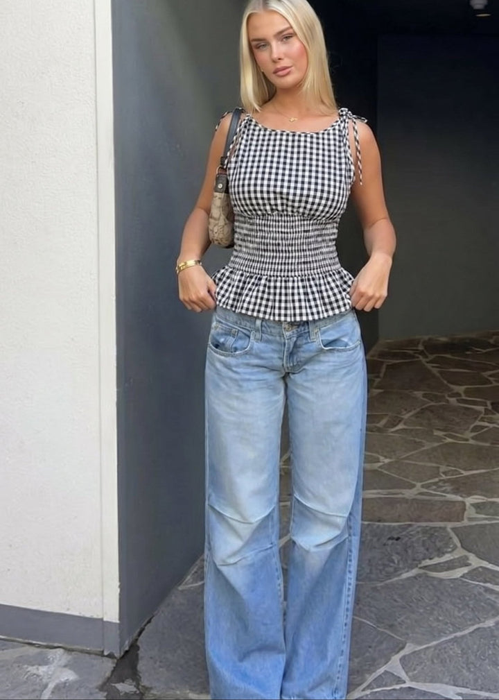 Jessica Vintage Plaid Tank Top