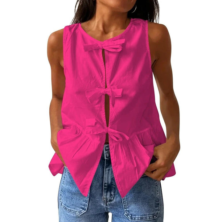 Bianca Bow-Tie Peplum Tank Top