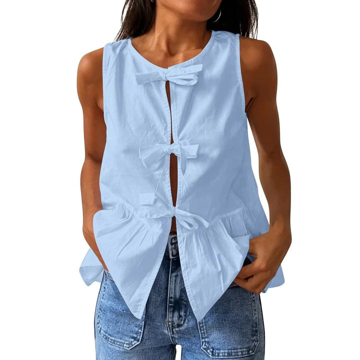 Bianca Bow-Tie Peplum Tank Top
