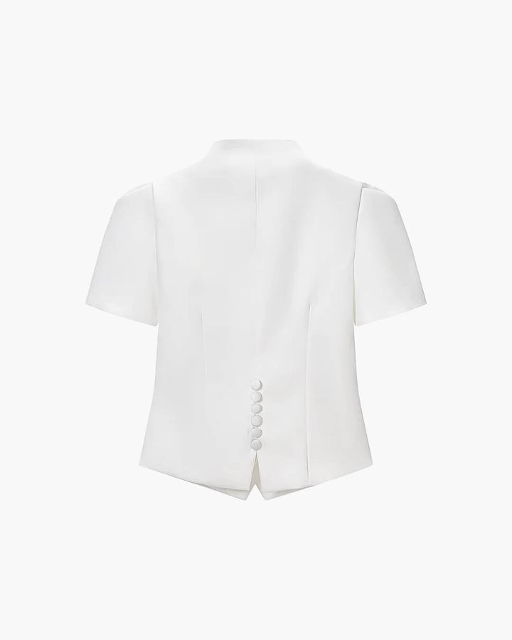 Gloria Button Front Stand Collar Top