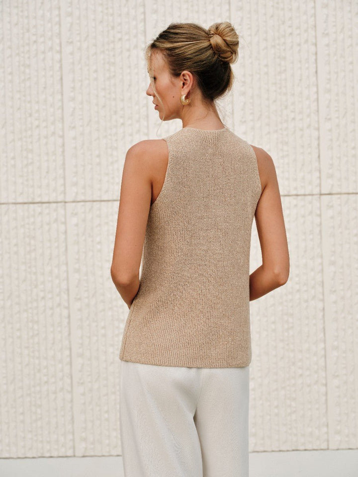 Bianca Halter Cross-Over Collar Tank Top